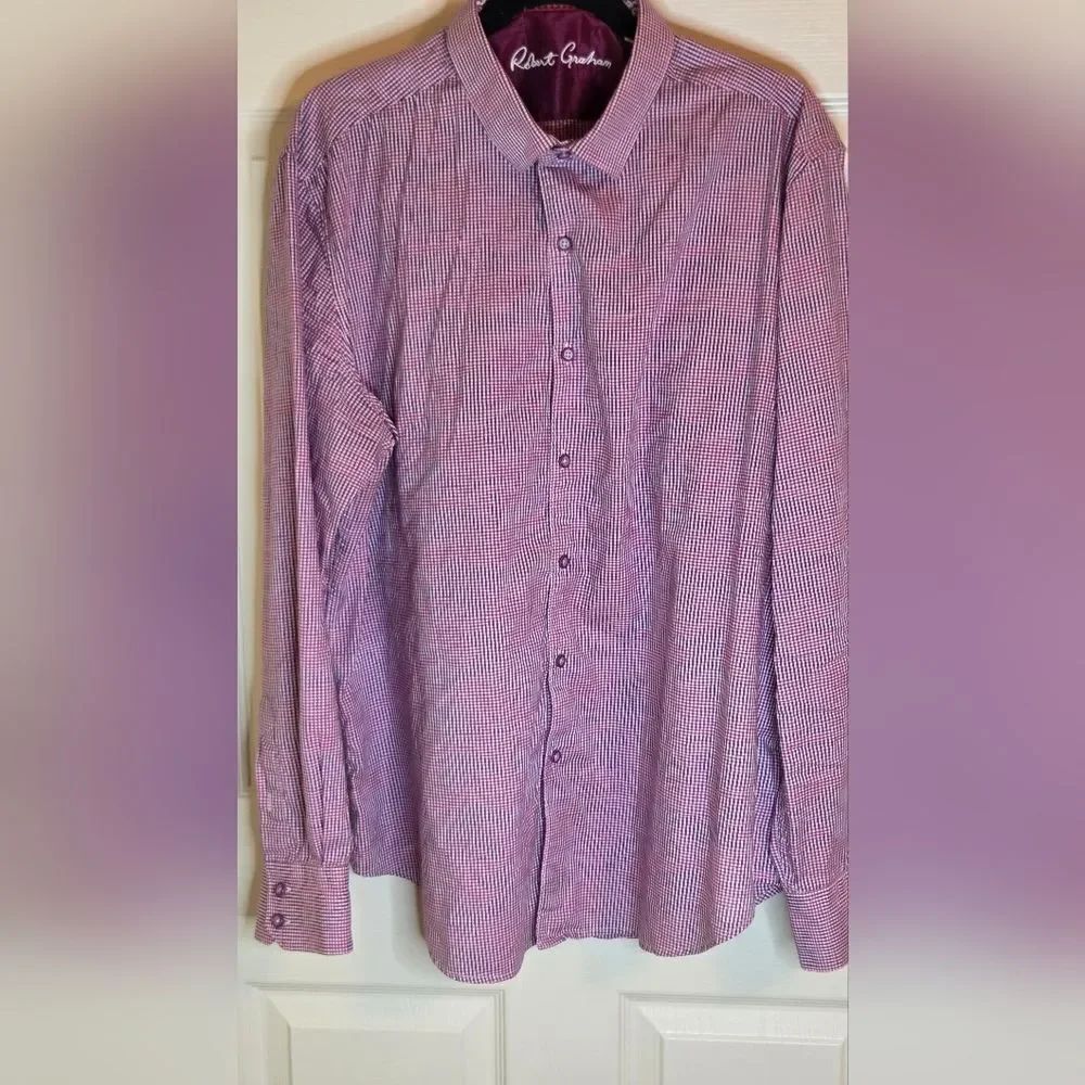 Robert Graham XL Pink Blue Checkered Lslv Men's Shirt